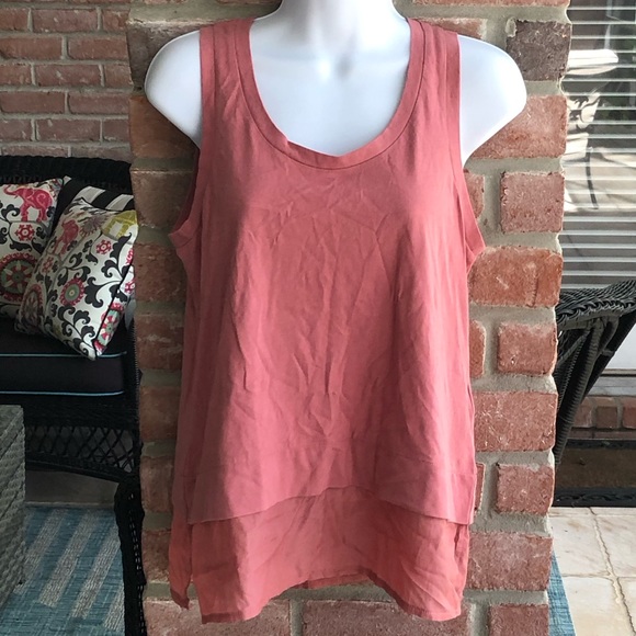 MADEWELL Sleeveless Clay Pink Layered Tank Cotton Silk Small NWT - Picture 2 of 6